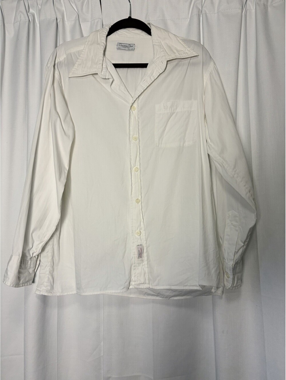 Vintage Christian Dior Chemises Long Sleeve Button Down White Shirt Mens Medium